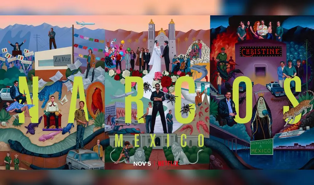 Ilustración oficial de la serie Narcos: México 3. Foto: Twitter/@NarcosNetflix
