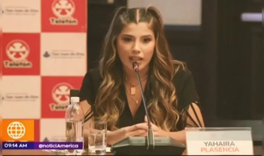 Yahaira Plasencia asistió a una conferencia de prensa de la Teletón. Foto: captura América TV