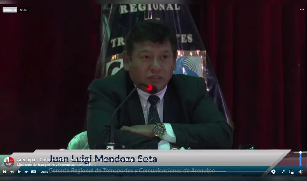 Mendoza participa en congreso con autoridades de la Macroregión Sur. Foto: captura video MTC