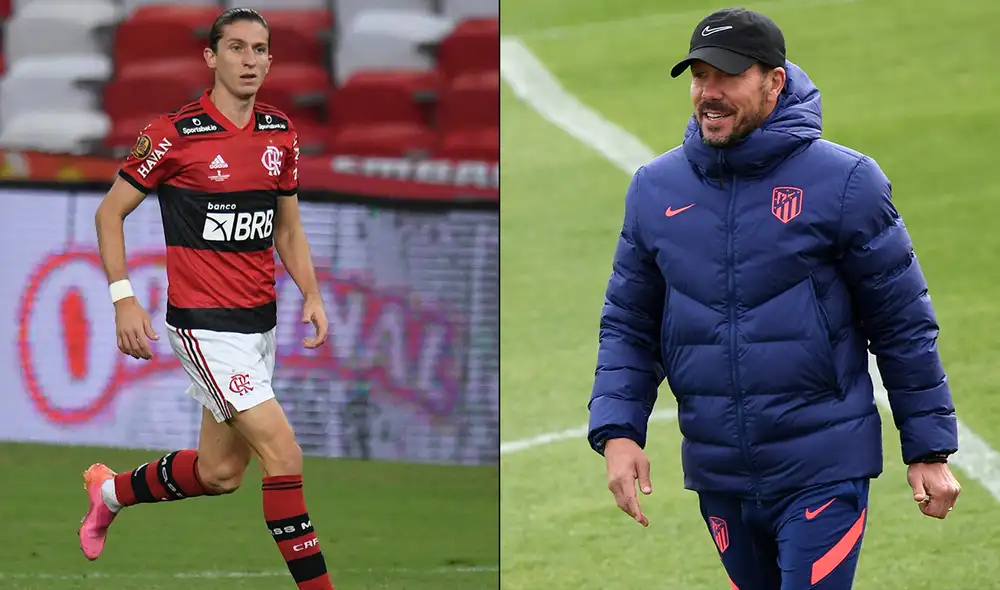 Filipe Luis se refirió a Diego Simeone y su etapa en Atlético Madrid. Foto: AFP/composición