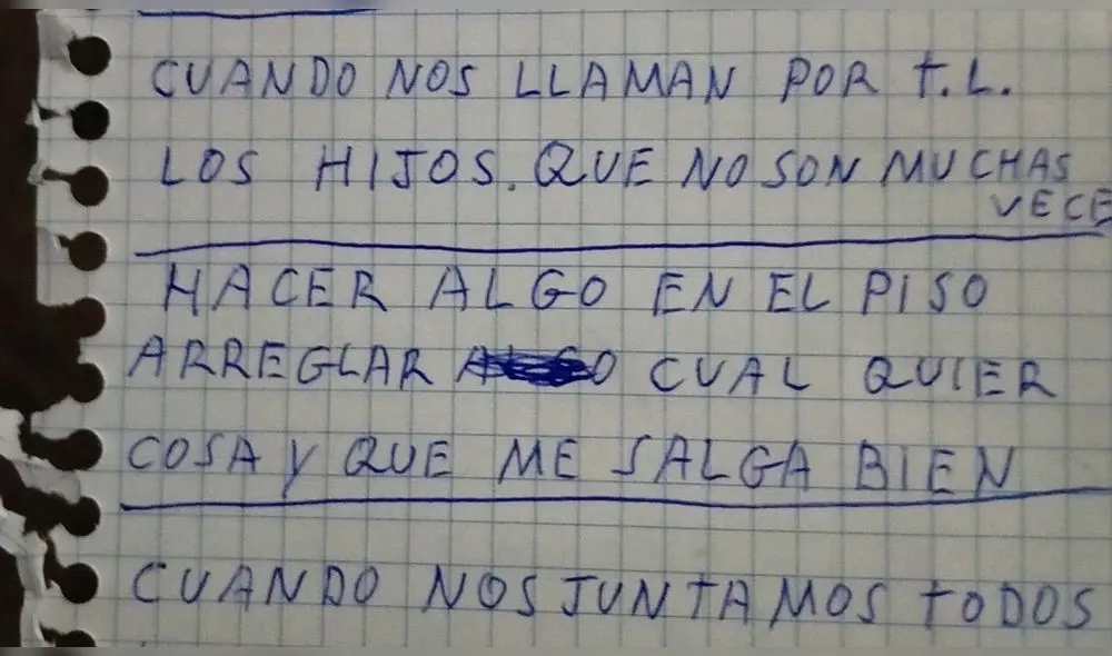 La tierna lista de cosas que un anciano escribió se volvió tendencia en Twitter. Foto: captura de Twitter / @raquelmoralss