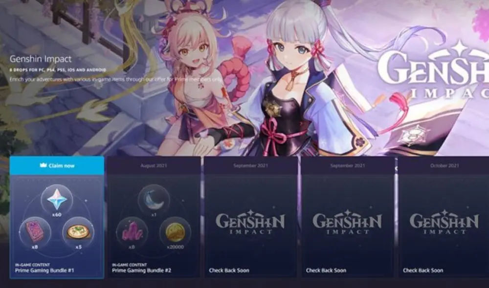 Pese a que Prime Gaming es un servicio de suscripción, existe un método para obtenerlo gratis y así reclamar las recompensas que otorga en Genshin Impact. Foto: PhenoGames Pese a que Prime Gaming es un servicio de suscripción, existe un método para obtenerlo gratis y así reclamar las recompensas que otorga en Genshin Impact. Foto: PhenoGames