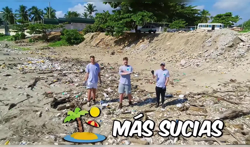 Un proyecto ambicioso inició con la limpieza de dos playas de República Dominicana. Foto: captura de Youtube / MrBeast en Español