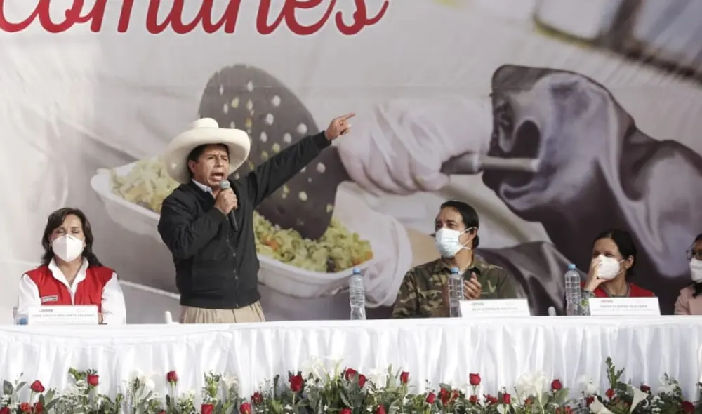 El presidente Pedro Castillo participó en el lanzamiento del sistema de registro de ollas comunes Mankachay. Foto: Antonio Melgarejo/La República