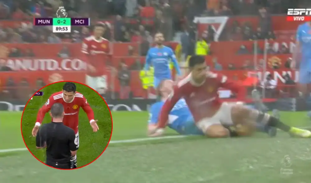 Cristiano Ronaldo lleva dos amarillas en su regreso a la Premier League. Foto: captura de ESPN