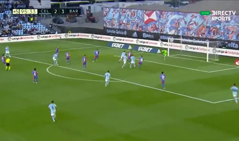 Iago Aspas marcó un doblete ante el Barcelona. Foto: Captura DirecTV Sports.