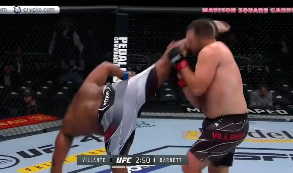¡Patada a la cabeza y KO! Chris Barnett venció a Gian Villante en UFC 268. Foto: ESPN ¡Patada a la cabeza y KO! Chris Barnett venció a Gian Villante en UFC 268. Foto: ESPN