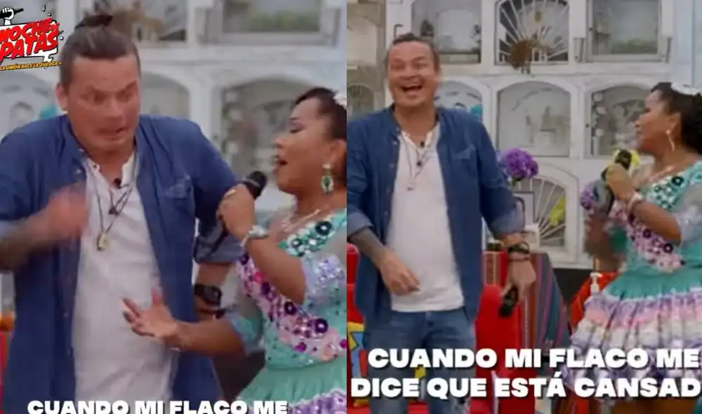 Óscar López Arias reacciona ante broma de Rosita de Espinar en Noche de patas. Foto: captura de Panamericana TV