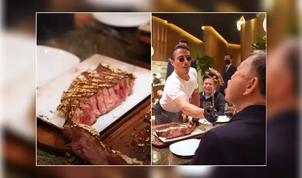 El restaurante sirve filetes envueltos en hojas de oro de 24 quilates comestibles, y cuestan más de 1.000 dólares. Foto: captura de BBC