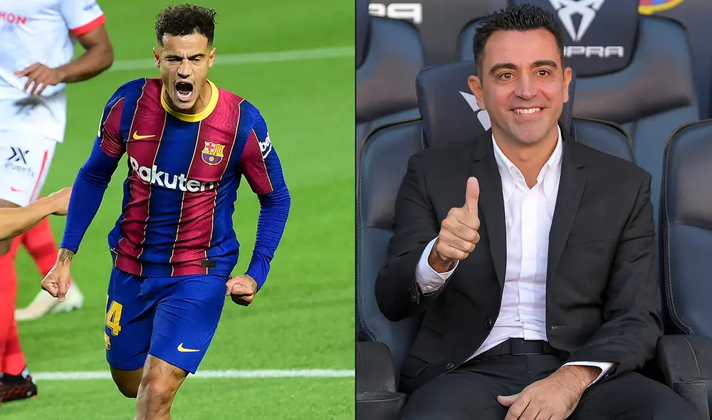 Philippe Coutinho será uno de los jugadores que dirigirá Xavi Hernández como técnico del FC Barcelona. Foto: AFP/composición