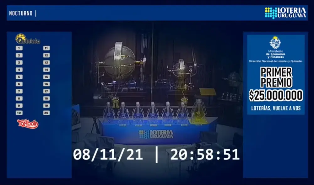 Resultados ganadores de la Tómbola de HOY, martes 9 de noviembre del 2021, en Uruguay. Foto: captura de YouTube/La Banca Resultados ganadores de la Tómbola de HOY, martes 9 de noviembre del 2021, en Uruguay. Foto: captura de YouTube/La Banca