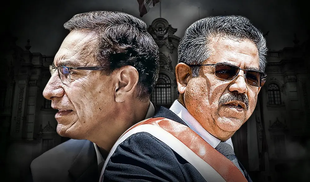 Martín Vizcarra fue vacado del cargo de presidente de la República el 9 de noviembre del 2020, tras ello Manuel Merino asumió el cargo de jefe de Estado. Foto: composición de Gerson Cardoso/La República Martín Vizcarra fue vacado del cargo de presidente de la República el 9 de noviembre del 2020, tras ello Manuel Merino asumió el cargo de jefe de Estado. Foto: composición de Gerson Cardoso/La República