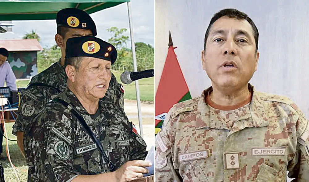 Los generales de brigada Julio Domínguez Pasco y Marco Campos Gerónimo sostienen que cuentan con evidencias de anomalías en el proceso de
ascenso de grado. Foto: composición La República Los generales de brigada Julio Domínguez Pasco y Marco Campos Gerónimo sostienen que cuentan con evidencias de anomalías en el proceso de
ascenso de grado. Foto: composición La República