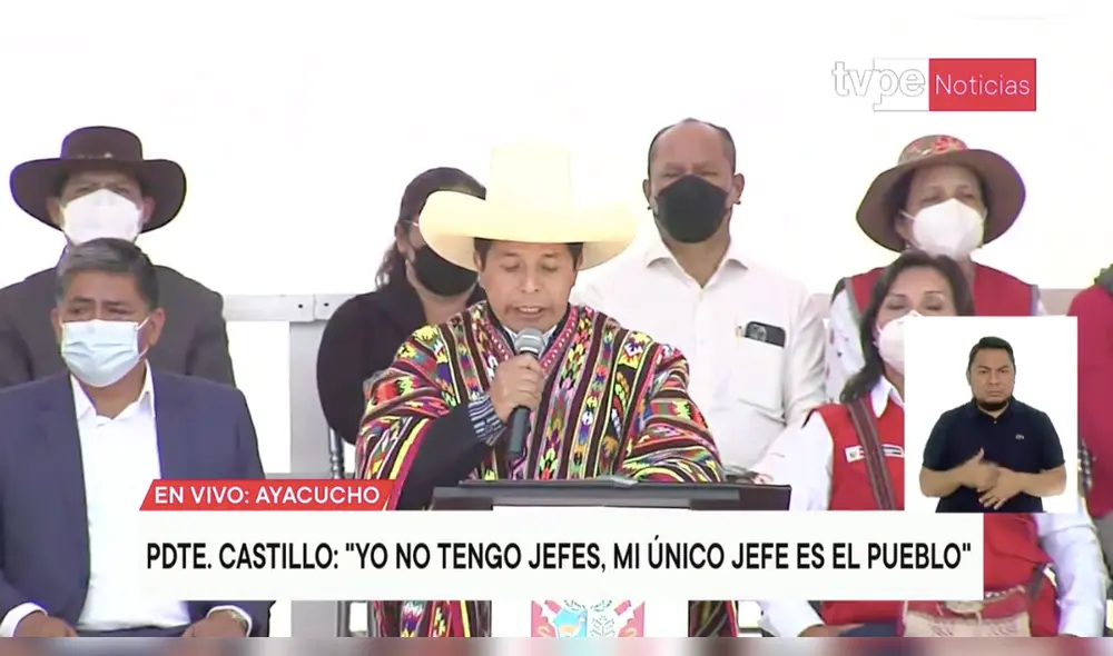 Pedro Castillo se encuentra en la Plaza de Armas de Ayacucho. Foto: captura de Canal N Pedro Castillo se encuentra en la Plaza de Armas de Ayacucho. Foto: captura de Canal N