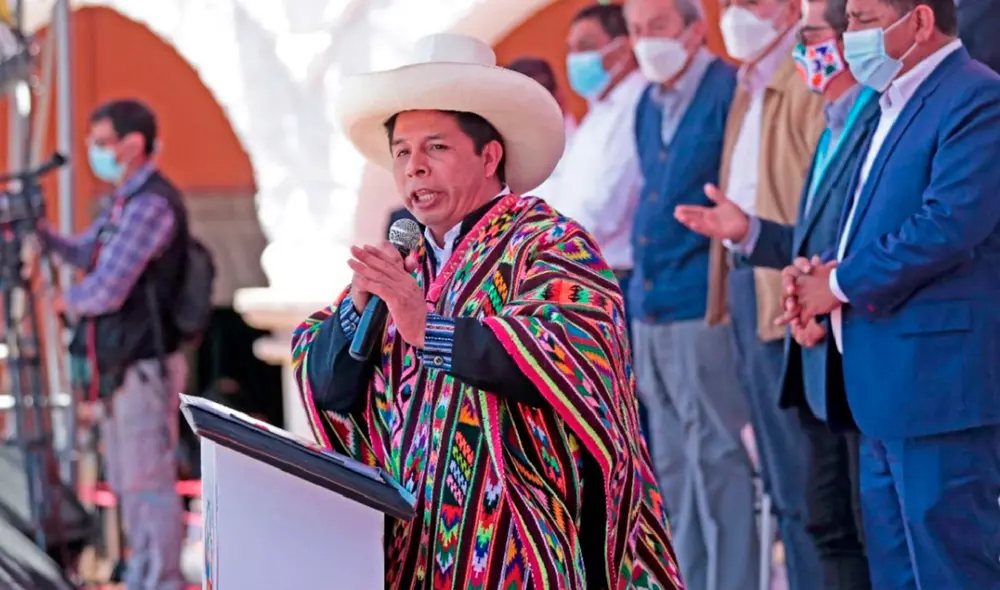 Jefe de Estado, Pedro Castillo, brindó balance de su gestión desde Ayacucho. Foto: Presidencia