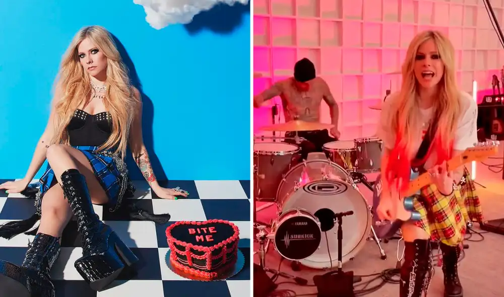 Avril Lavigne regresa a la música con "Bite me", producida por Travis Barker. Foto: composición/Instagram/TikTok/Avril Lavigne