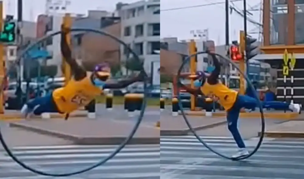 Joven hipnotiza con acrobacias a transportistas de Los Olivos
