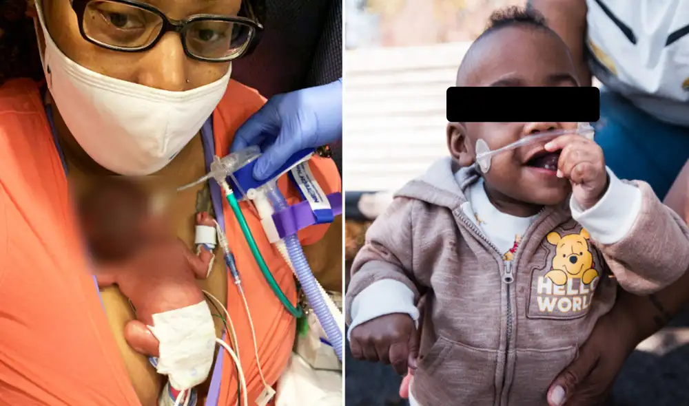 Richard Hutchinson era el bebé más prematuro en sobrevivir, pero Curtis Means le arrebató ese récord. A la izquierda, junto a su madre. Foto: Guinness World Record / Andrea Mabry