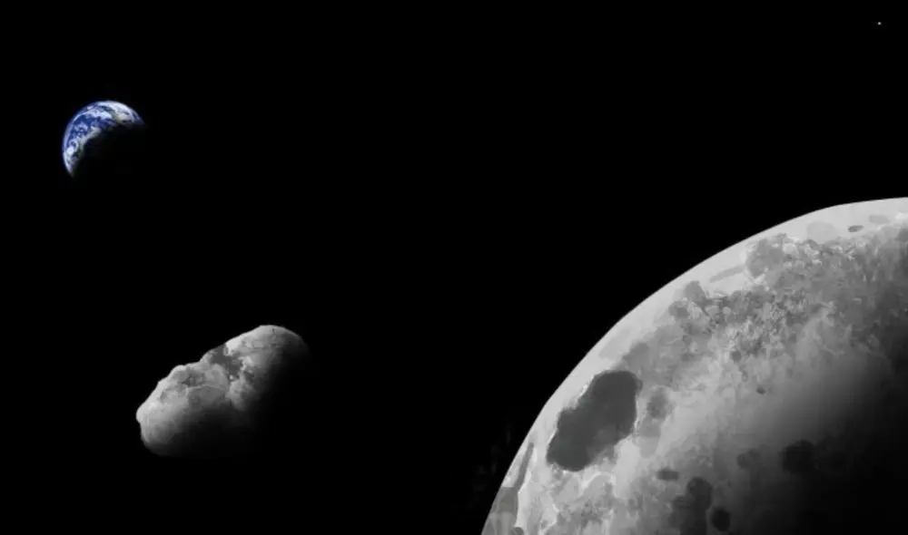 Representación artística del Kamo'oalewa, roca espacial cuyo origen sería cercano a la Tierra. Foto: Addy Graham / Universidad de Arizona