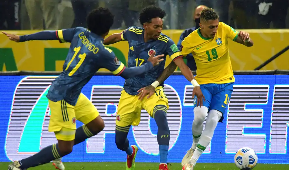 Colombia visita a Brasil en su casa por las Eliminatorias Qatar 2022. Foto: AFP