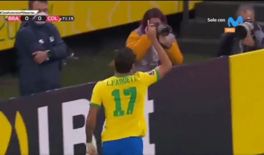 Lucas Paquetá anotó el 1-0 ante Colombia. Foto: Movistar Deportes.