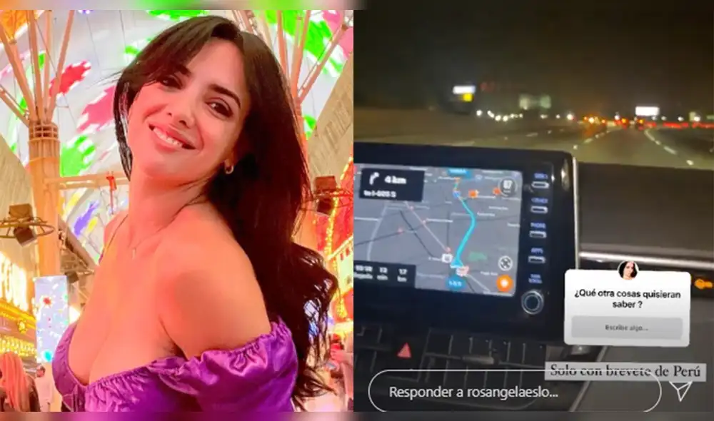 Rosángela Espinoza contó que alquiló un auto en Estados Unidos solo con su brevete peruano. Foto: composición/Rosángela Espinoza/Instagram Rosángela Espinoza contó que alquiló un auto en Estados Unidos solo con su brevete peruano. Foto: composición/Rosángela Espinoza/Instagram