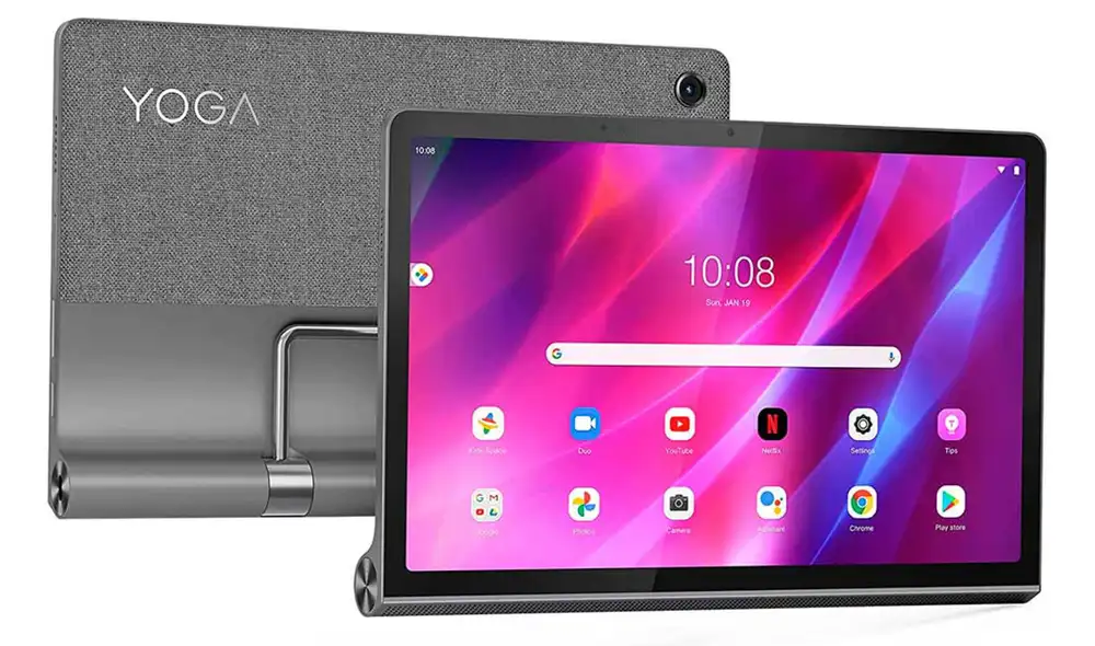 Ambas tablets cuentan con una base para ponerlas en diferentes ángulos, incluso colgarlas. Foto Lenovo