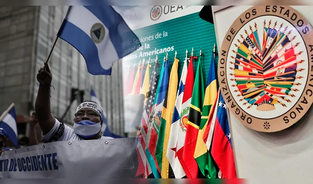 La OEA cerró su 51 Asamblea condenando la reelección de Daniel Ortega. Foto: composición/EFE/OEA