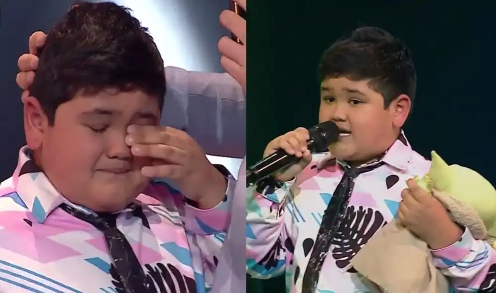 Concursante de La voz kids conmueve a los jurados al cantar con su muñeco de 'Baby Yoda'. Foto: captura de Latina