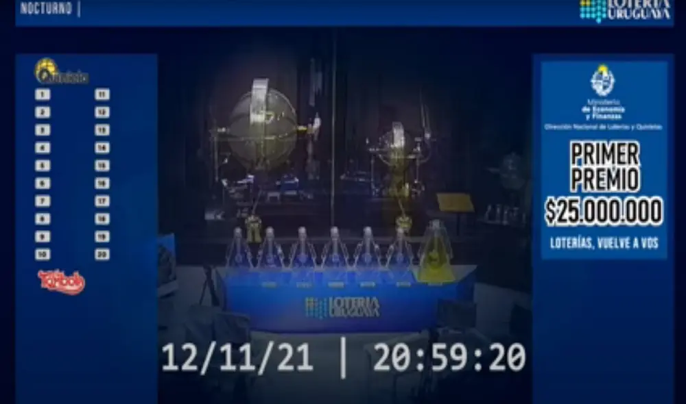 Resultados ganadores de la Tómbola de HOY, sábado 13 de noviembre del 2021, en Uruguay. Foto: captura de Youtube/ La Banca Resultados ganadores de la Tómbola de HOY, sábado 13 de noviembre del 2021, en Uruguay. Foto: captura de Youtube/ La Banca