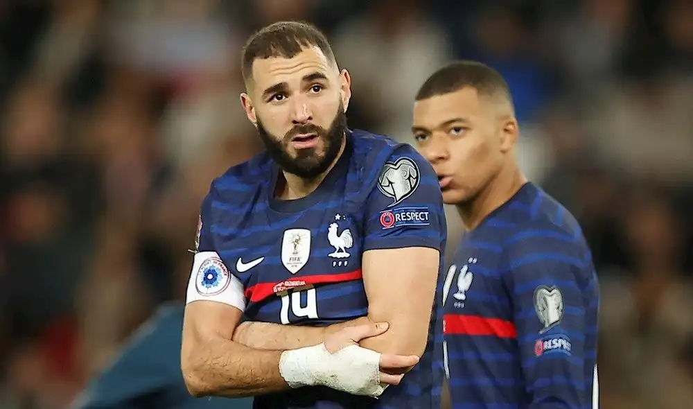 Karim Benzema y Kylian Mbappé anotaron seis goles entre los dos ante Kazajistán. Foto: EFE.