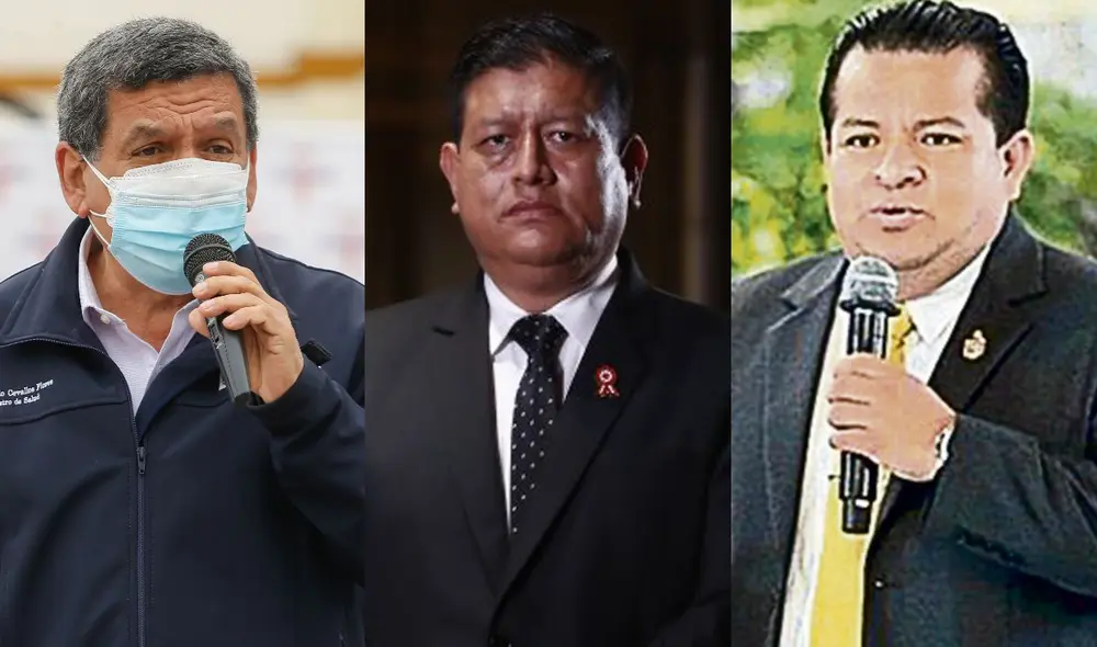 El ministro de Salud cree que Walter Ayala debe dar un paso al costado si tiene responsabilidad política por caso de FF. AA. En la imagen también aparece Bruno Pacheco. Foto: Minsa/PCM/difusión
