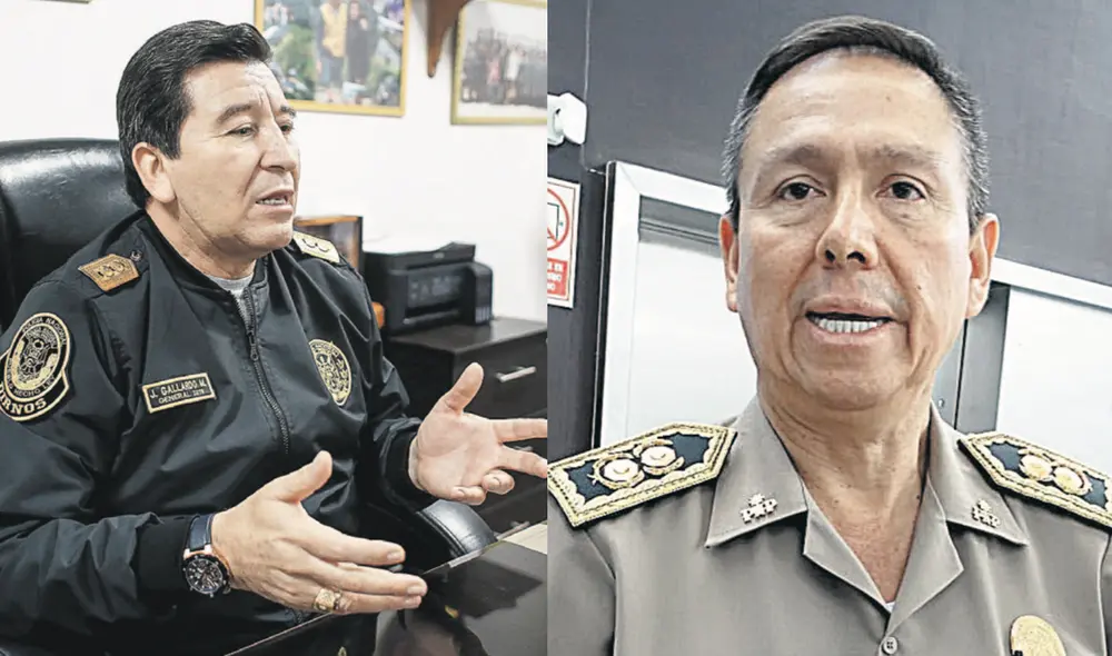 Interna policial. El comandante general de la PNP Javier Gallardo ha sido denunciado por el subcomandante general Javier Bueno por acciones indebidas en el proceso de ascenso de grado. Foto: Antonio Melgarejo / composición LR Interna policial. El comandante general de la PNP Javier Gallardo ha sido denunciado por el subcomandante general Javier Bueno por acciones indebidas en el proceso de ascenso de grado. Foto: Antonio Melgarejo / composición LR