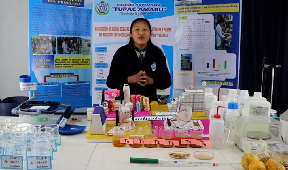 Estudiante del Colegio Túpac Amaru ganó en la categoría de Indagación Científica. Foto: Concytec