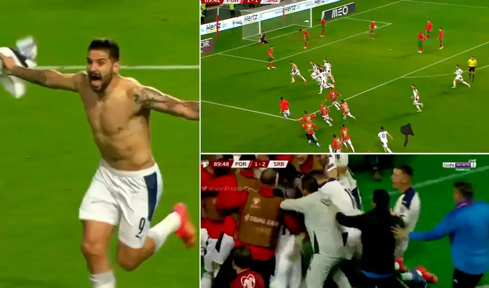 Aleksandar Mitrovic desató la locura en el plantel serbio al darle vuelta al marcador. Foto: composición GLR
