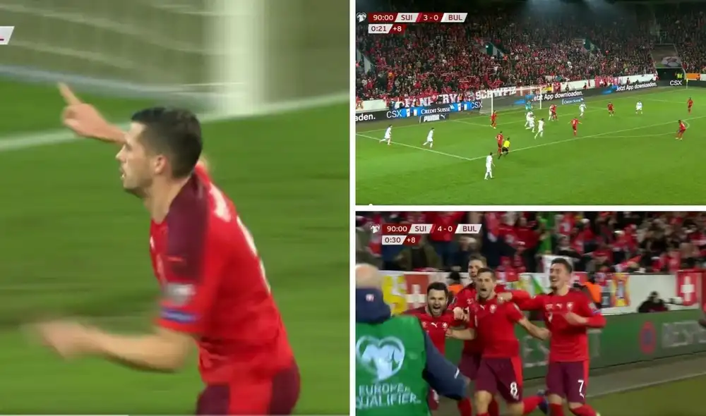Cuarto gol de Suiza. Foto: captura ESPN. Cuarto gol de Suiza. Foto: captura ESPN.