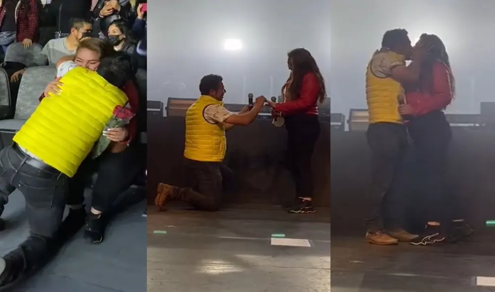 La emotiva propuesta de matrimonio de un joven a su novia en un concierto