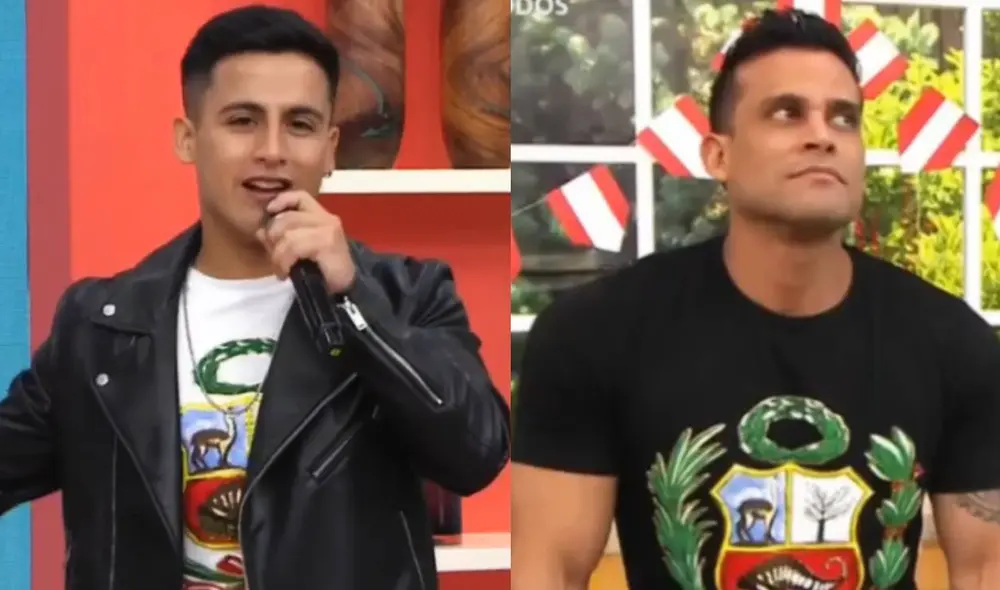 Elías Montalvo bromea con Christian Domínguez sobre su sentencia en El artista del año. Foto: composición/ captura de América TV Elías Montalvo bromea con Christian Domínguez sobre su sentencia en El artista del año. Foto: composición/ captura de América TV