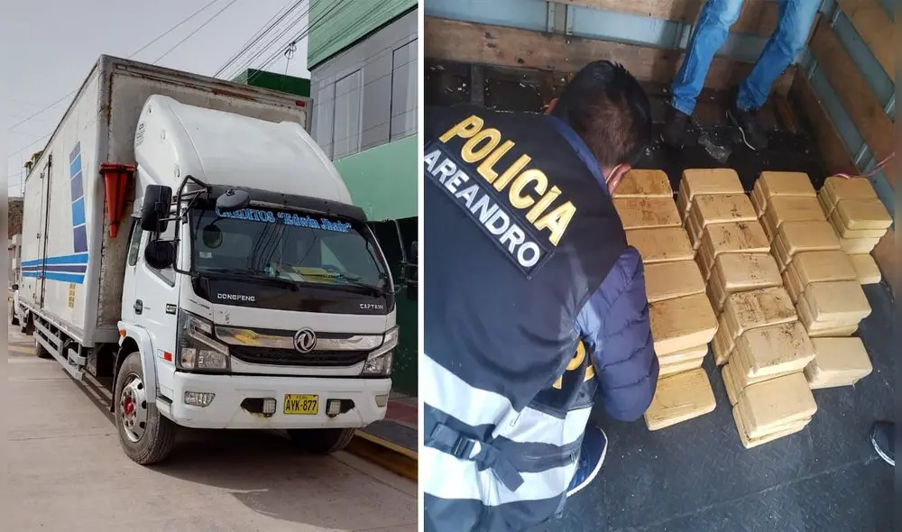 Droga estaba camuflada en piso de vehículo. Foto: PNP Droga estaba camuflada en piso de vehículo. Foto: PNP