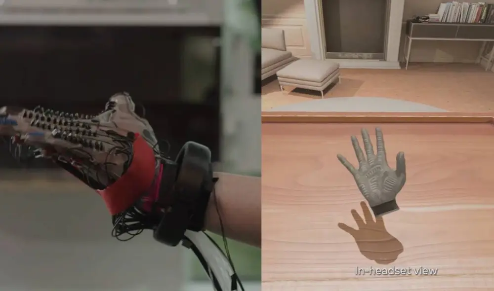 Para la compañía de Mark Zuckerberg, la fusión entre realidad aumentada y realidad virtual se favorecería fuertemente del "sentido del tacto". Foto: Meta Para la compañía de Mark Zuckerberg, la fusión entre realidad aumentada y realidad virtual se favorecería fuertemente del "sentido del tacto". Foto: Meta