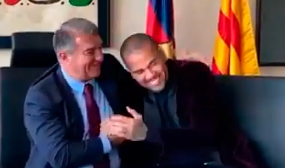 Dani Alves vuelve al FC Barcelona tras cinco campañas. Foto: captura Joan Laporta oficial. Dani Alves vuelve al FC Barcelona tras cinco campañas. Foto: captura Joan Laporta oficial.