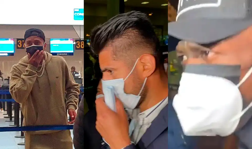 Selección peruana: Aquino, Zambrano y Advíncula fueron captados en el aeropuerto. Foto: Mary Luz Aranda/URPI-LR