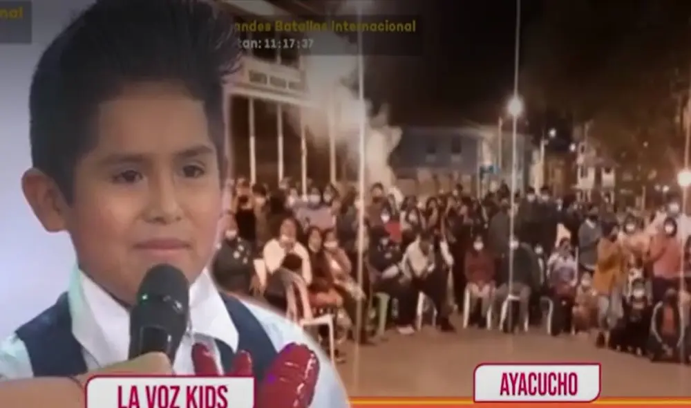 Gianfranco Bustíos emocionado por la celebración en Huanta. Foto: captura Latina