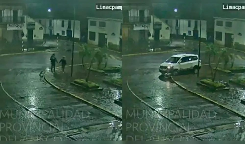 Jóvenes caminaban por la vereda cuando vehículo los impactó. Foto: captura video Municipalidad Provincial de Cusco