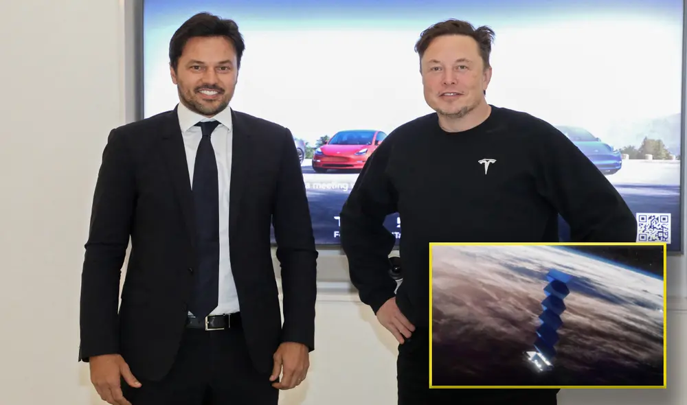 El ministro de Comunicaciones de Brasil, Fabio Faria, y el CEO de SpaceX, Elon Musk, durante una reunión. Foto: Cleverson Oliveira / AFP / SpaceX