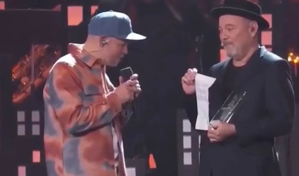 Residente y Rubén Blades protagonizaron un emotivo momentos en los Latin Grammy. Foto: Twitter