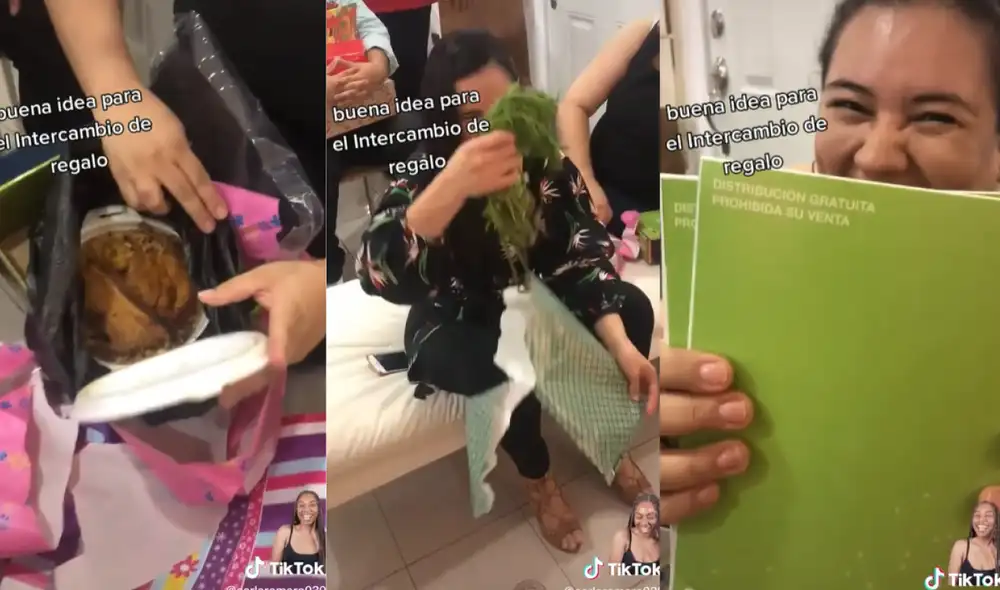 Los invitados recibieron inusuales regalos que generaron las risas en todos los invitados. Foto: captura de TikTok