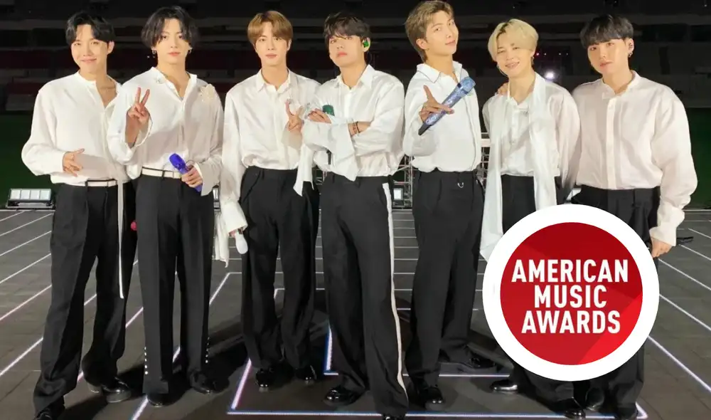 Los integrantes de BTS vuelven al escenario presencial de AMAs. Esta es una de sus actividades artísticas en Los Ángeles. Foto: composición LR/AMAs