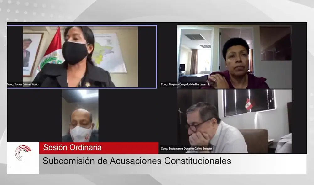 Sesión de la Subcomisión de las Acusaciones Constitucionales. Foto: captura del Congreso