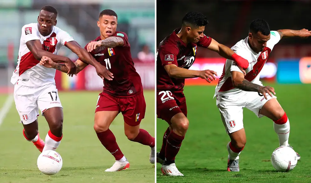 Advíncula y Trauco disputando el balón ante Venezuela. Foto: composición/ selección peruana Advíncula y Trauco disputando el balón ante Venezuela. Foto: composición/ selección peruana